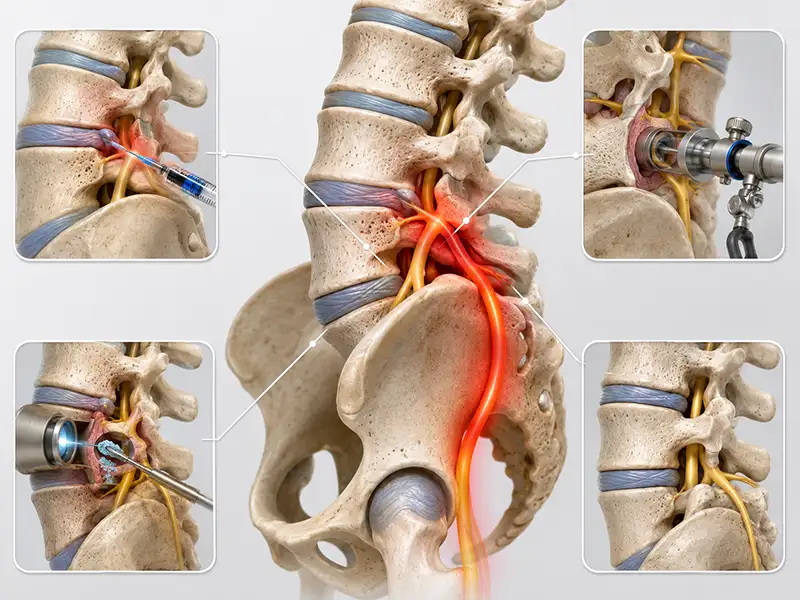 A physician performs a lumbar injection for sciatica relief, reflecting targeted interventional care at Shore Spine & Pain.