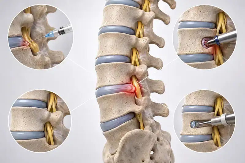 Physician reviewing lumbar X-ray to plan bulging disc treatment at Shore Spine & Pain